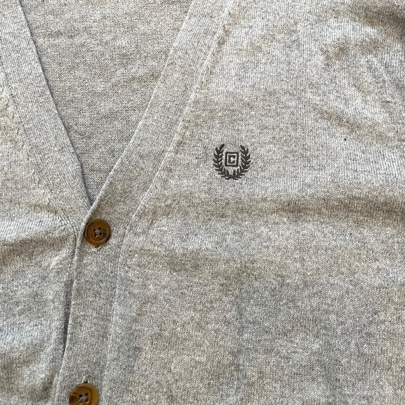 Chaps Gray Cardigan Sweater Mens Button Front Lightweight Cotton Cashmere Size L - Picture 3 of 10